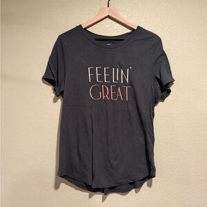 NWOT Old Navy Charcoal Grey Embroidered Graphic Tee - Feelin' Great